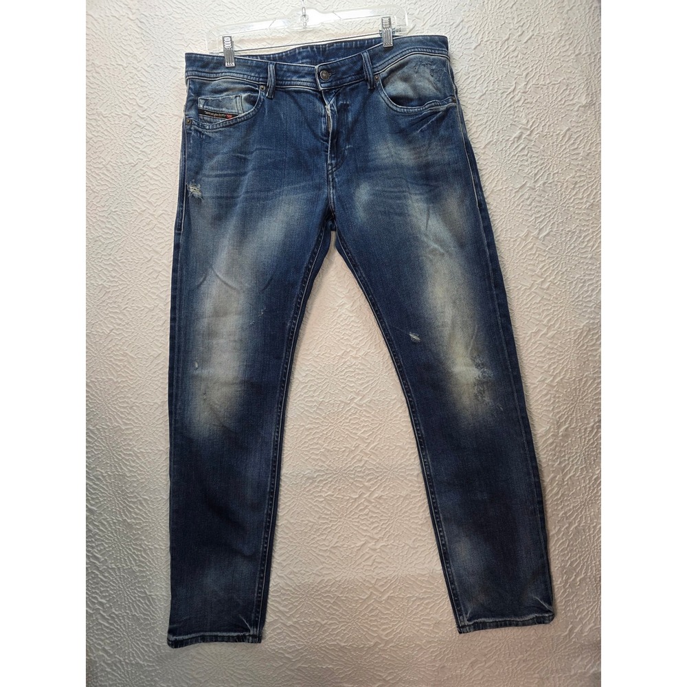 Diesel Thommer 009RS Slim Stretch Mens Jeans 34x32 Blue Good Distressed Denim